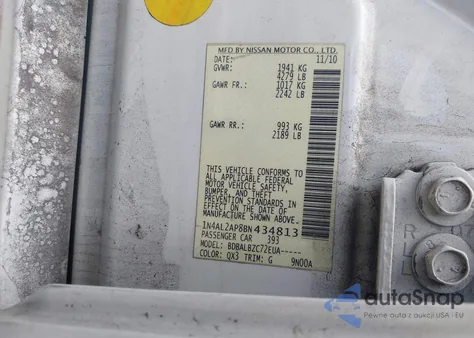 2011 Nissan Altima 2.5 S from USA, damaged, VIN 1N4AL2AP8BN434813